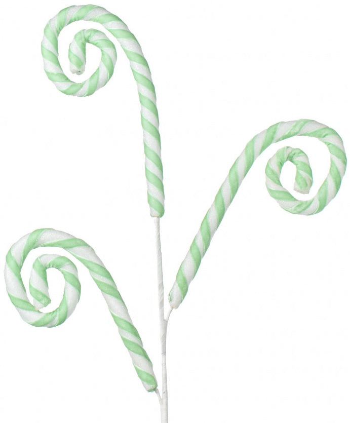 29" Foil Glitter Mint Green Candy Cane Pick Spray