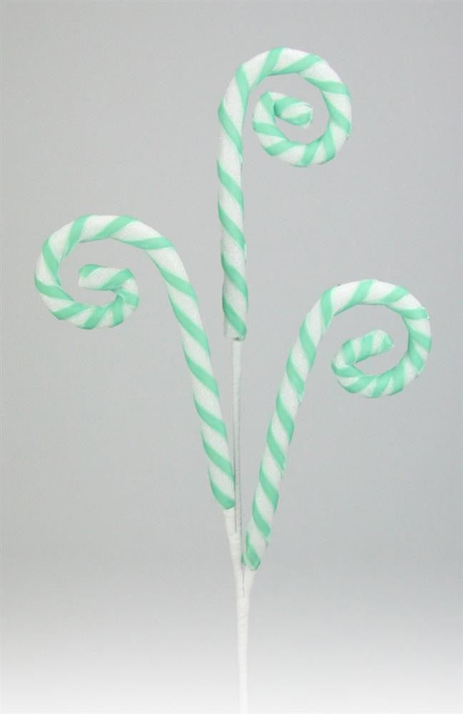 29" Foil Glitter Mint Green Candy Cane Pick Spray