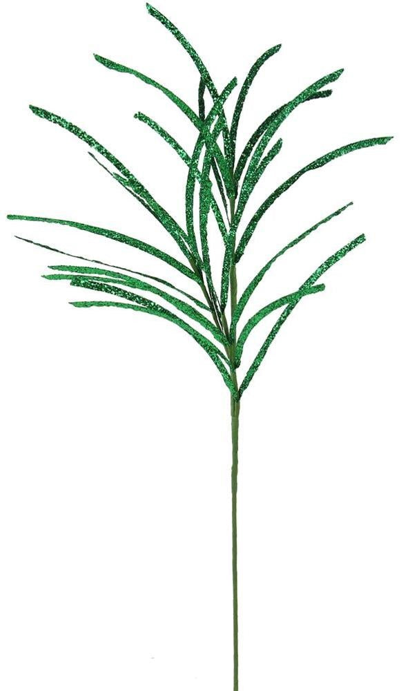 31" Emerald Green Glittered Paper Grass Spray