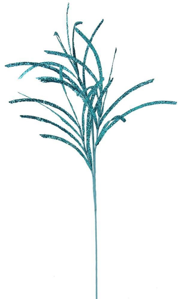 31" Turquoise Glittered Paper Grass Spray
