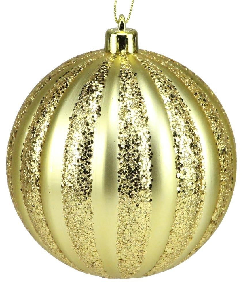 100MM Gold Vertical Stripe Ornament