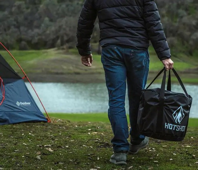 HotShot Traveler Portable Low Smoke 15" Round Wood-Burning Fire Pit with Carry Bag