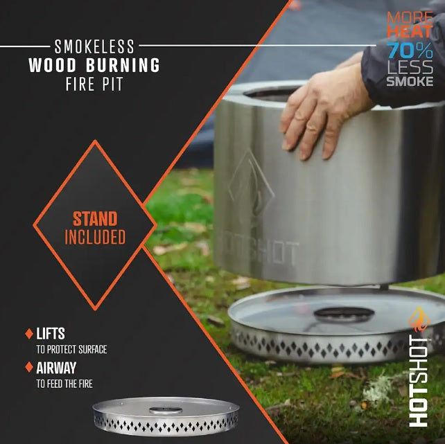 HotShot Traveler Portable Low Smoke 15" Round Wood-Burning Fire Pit with Carry Bag