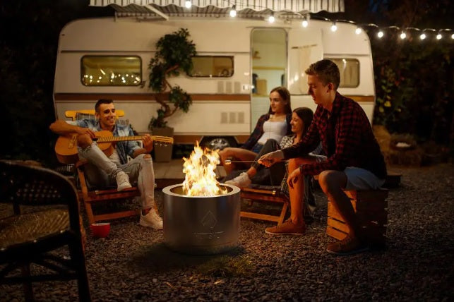 HotShot Explorer Portable Low Smoke 19.5" Round Wood-Burning Fire Pit with Carry Bag