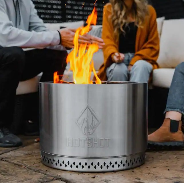 HotShot Explorer Portable Low Smoke 19.5" Round Wood-Burning Fire Pit with Carry Bag