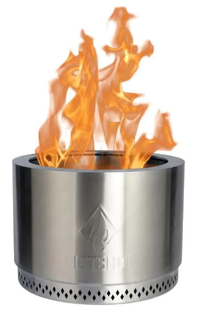 HotShot Explorer Portable Low Smoke 19.5" Round Wood-Burning Fire Pit with Carry Bag