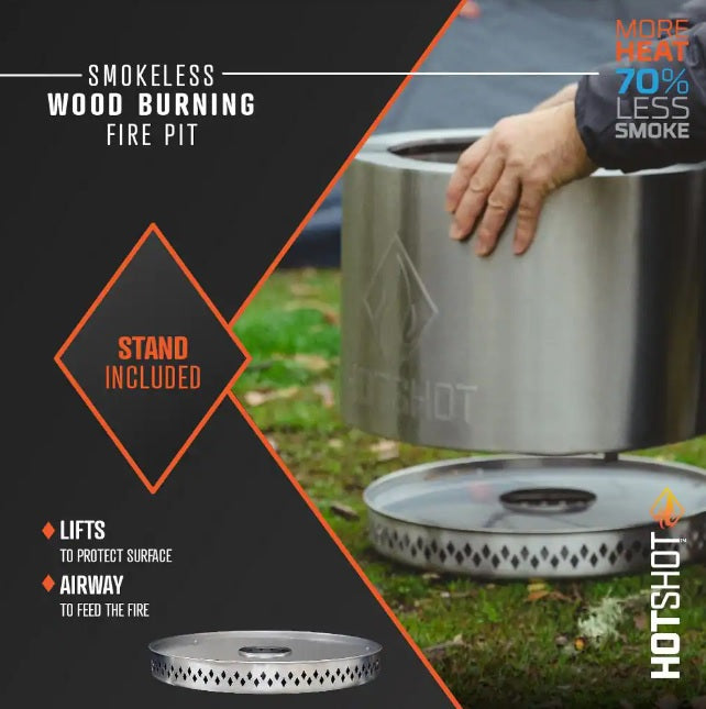 HotShot Explorer Portable Low Smoke 19.5" Round Wood-Burning Fire Pit with Carry Bag