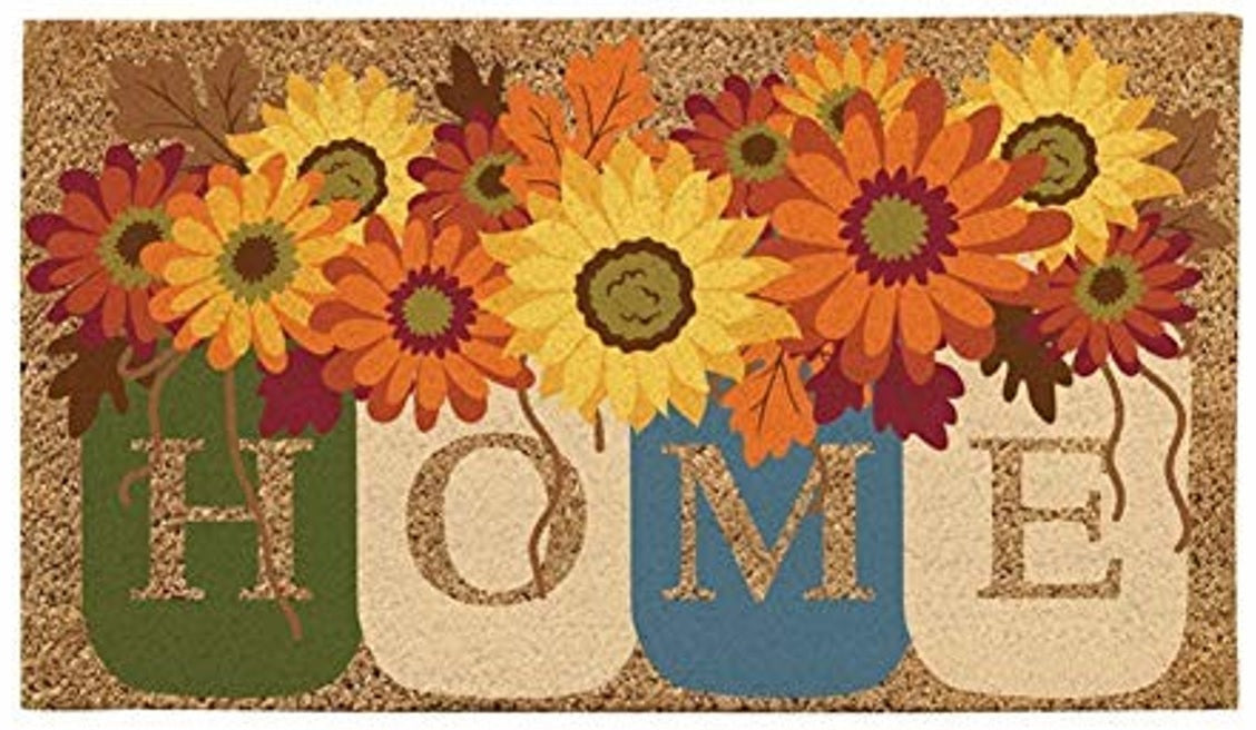Fall Home Mason Jars Coir Floor Mat
