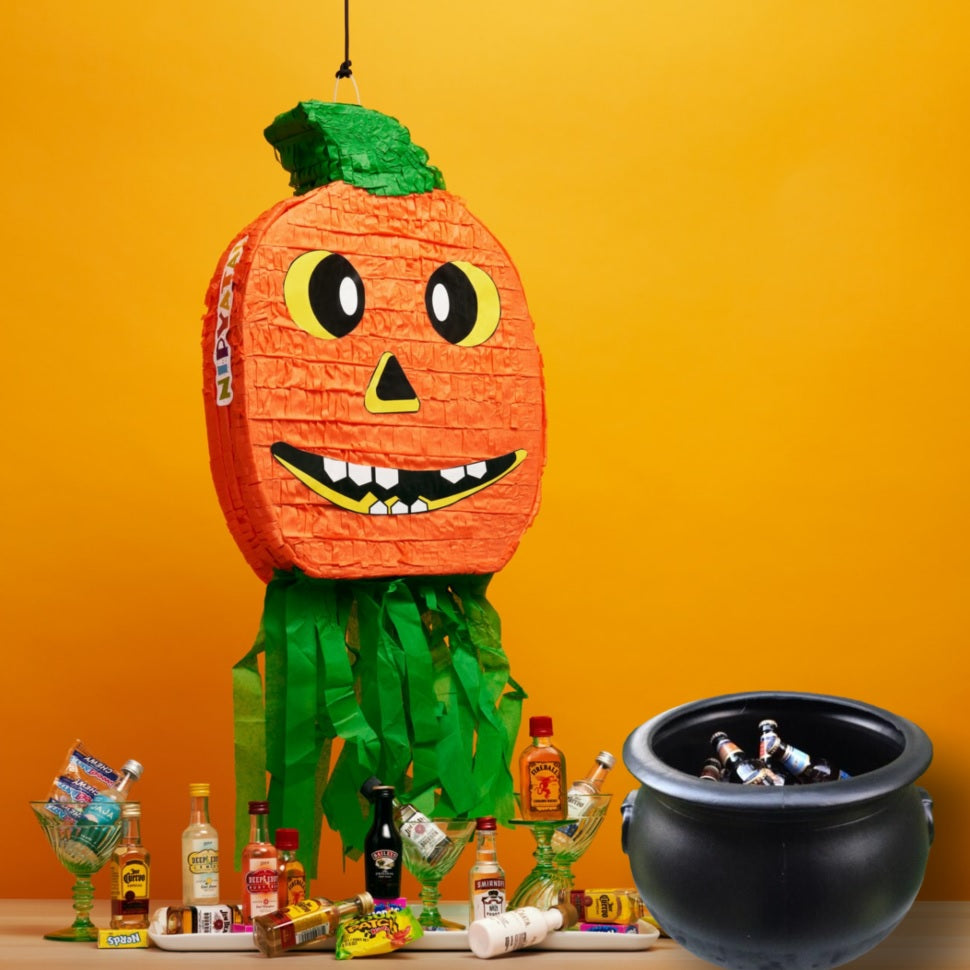 Halloween decoration/prop designed to look like a black cauldron.