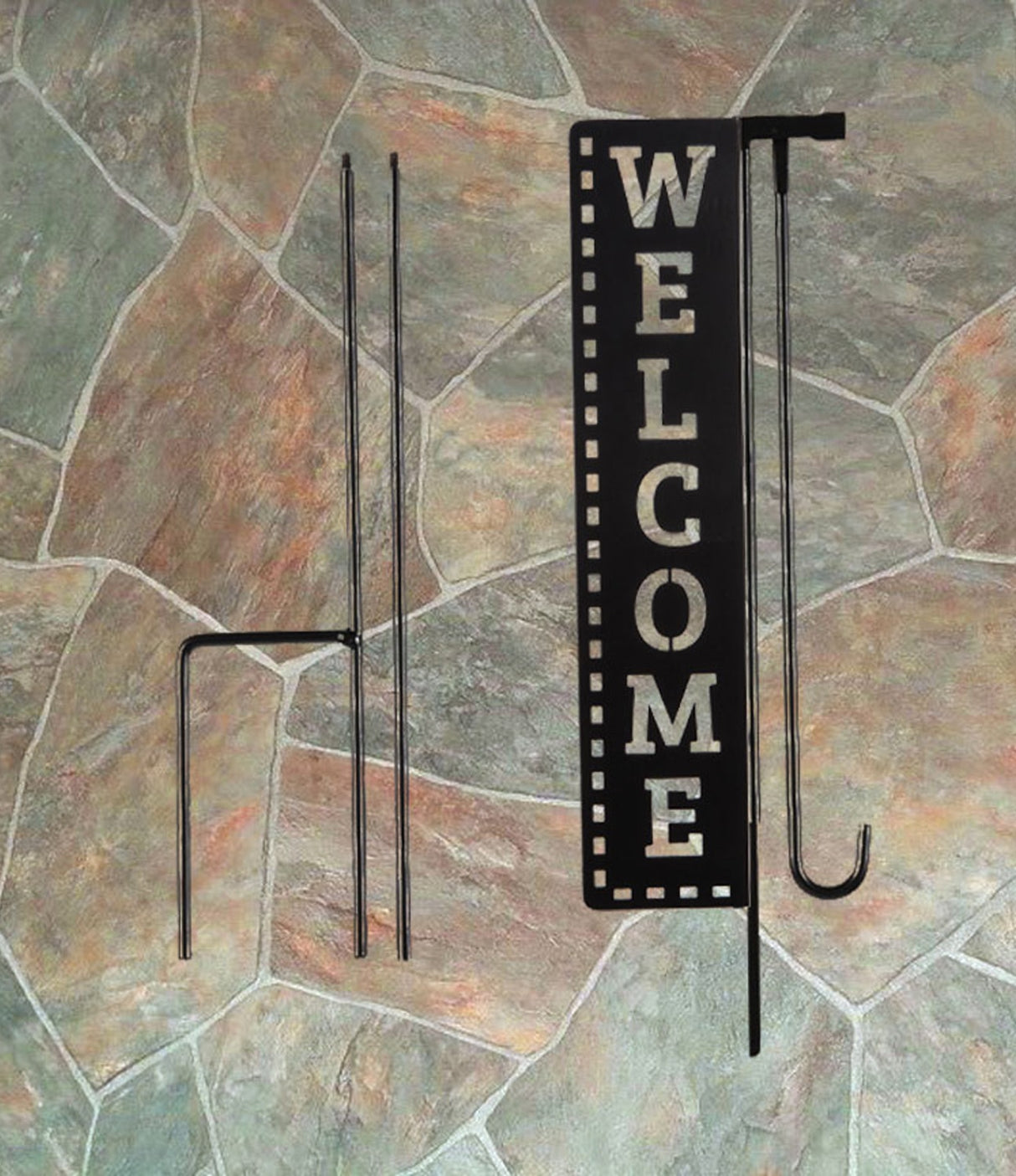 Welcome Laser Cut Garden Flag Stand