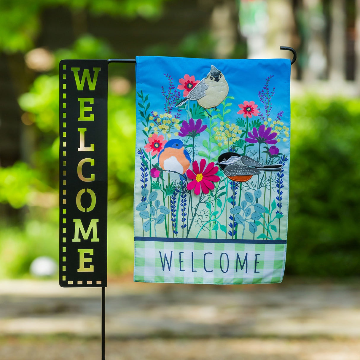 Welcome Laser Cut Garden Flag Stand