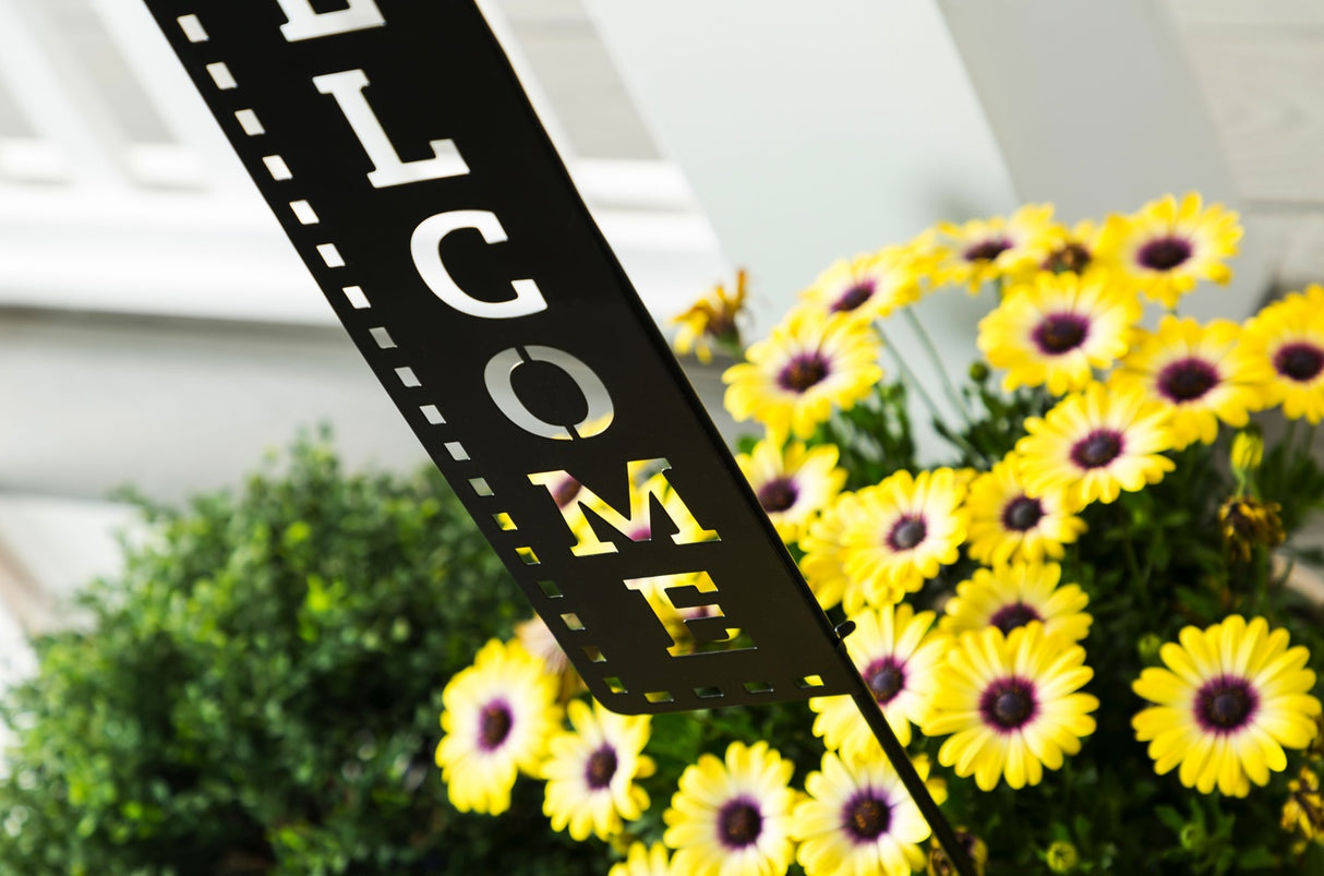 Welcome Laser Cut Garden Flag Stand