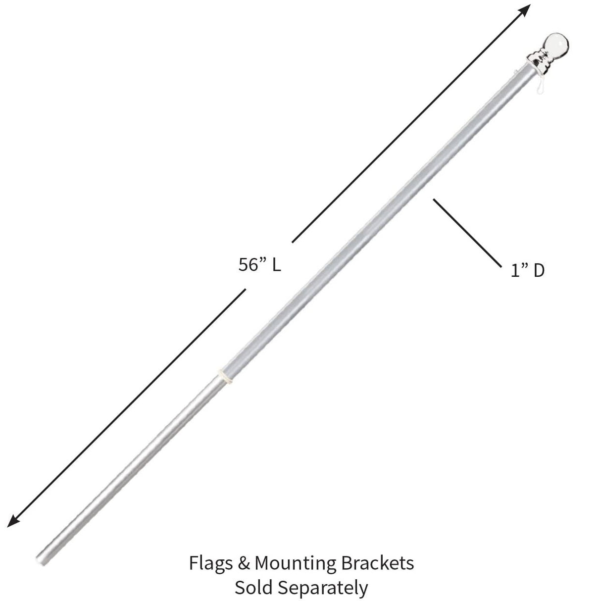 Chrome Finish House Flag Pole with Anti-Wrap Tube