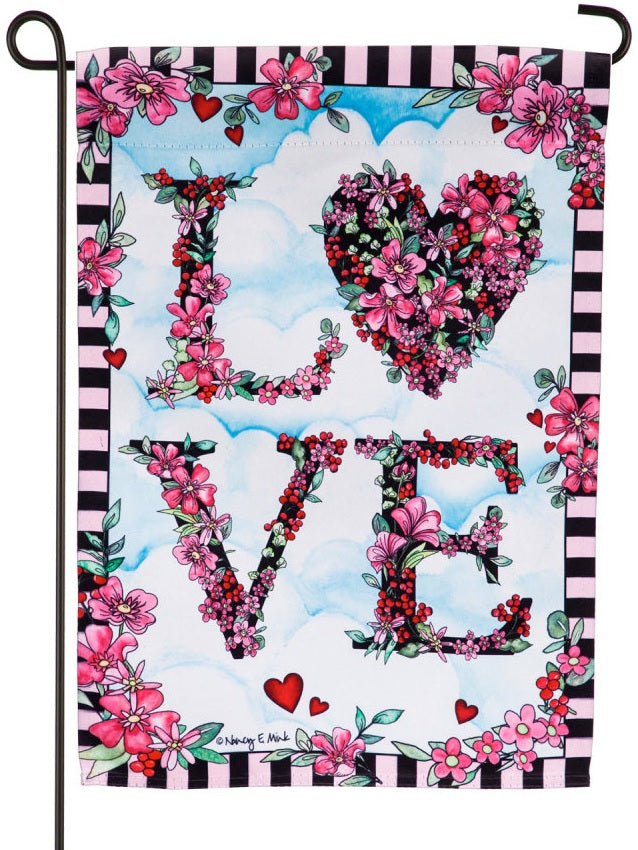 LOVE in the Clouds Suede Reflections Garden Flag