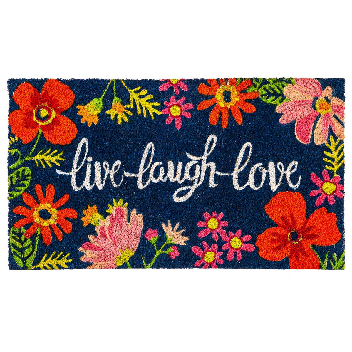 'Live Laugh Love' Floral Coir Mat