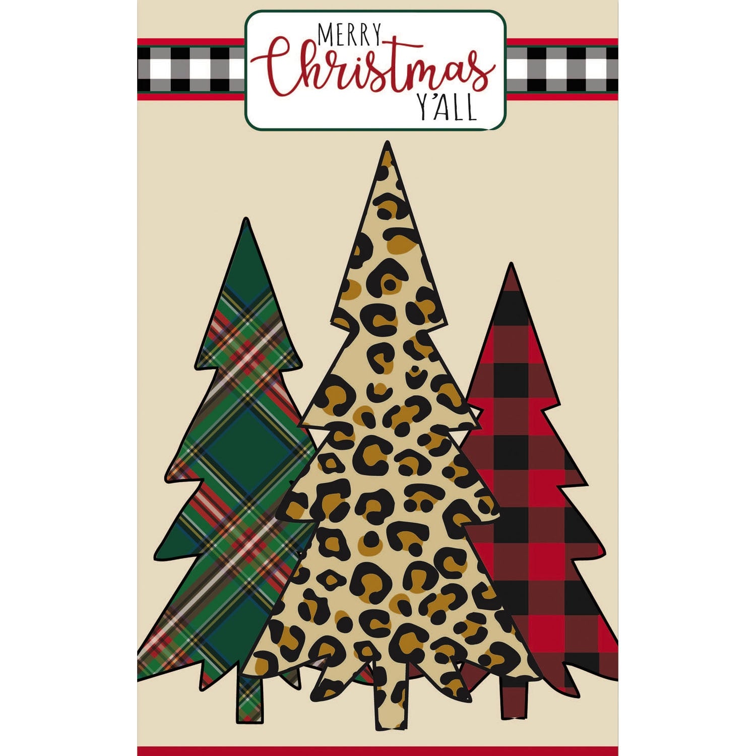 Mixed Print Christmas Trees Applique Flags