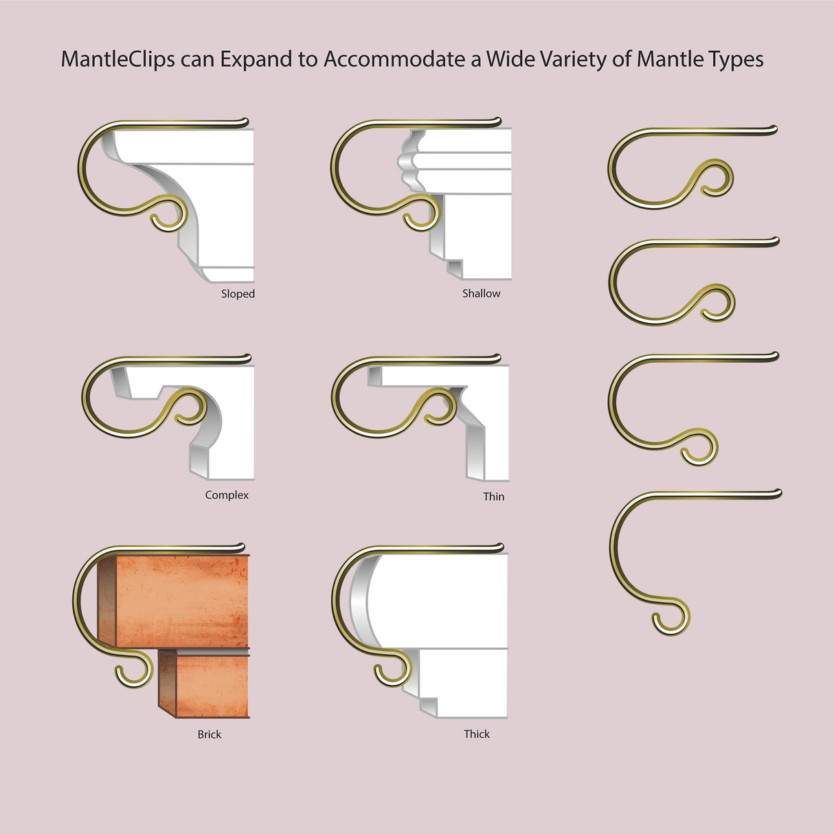 The Original MantleClip® Stocking Holder with Removable Metal Holiday Icons, 2 Pack - Silver Reindeer