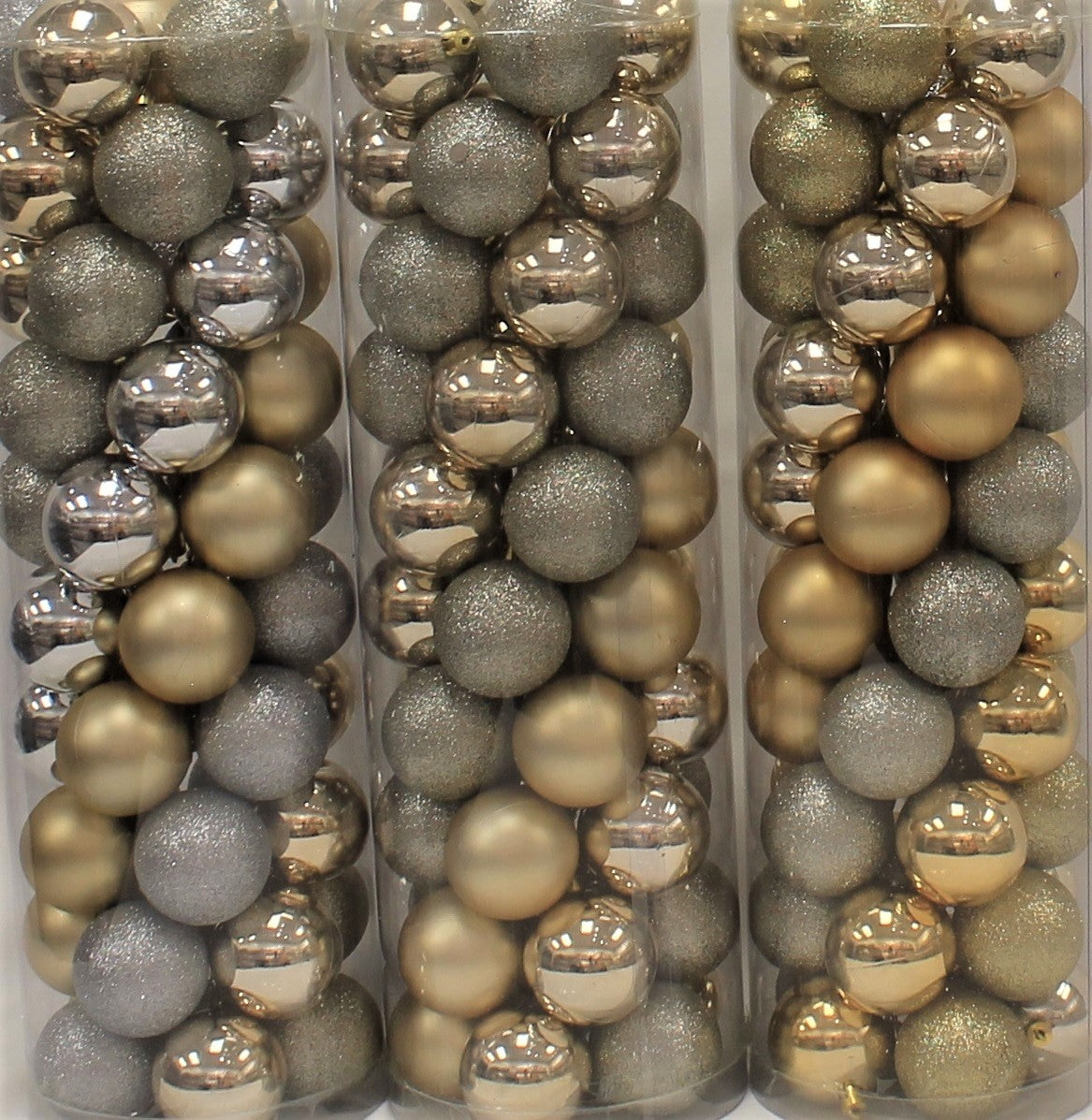 45-Pack of 60MM Shatterproof Ball Ornaments (Champagne/Silver/Gold)
