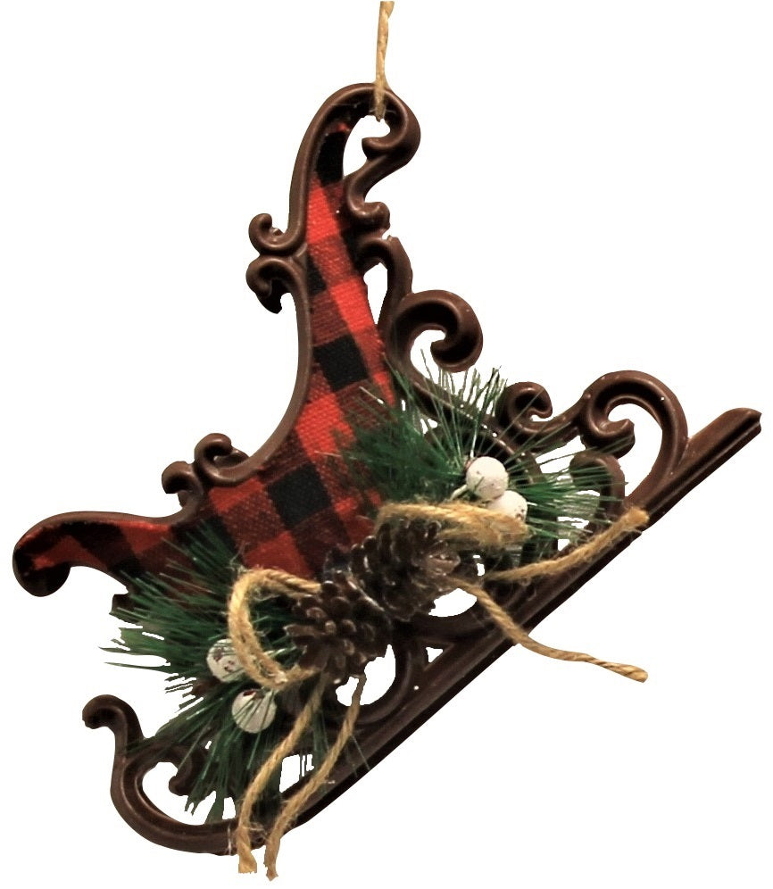 Buffalo Plaid Sleigh Ornaments