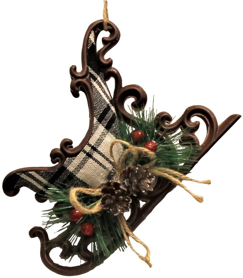 Buffalo Plaid Sleigh Ornaments