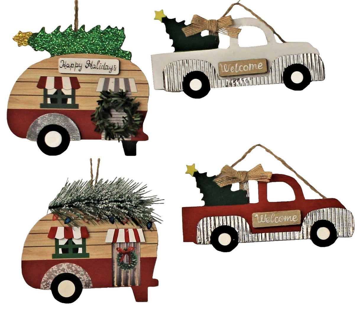 Truck/Camper Wooden Christmas Ornaments