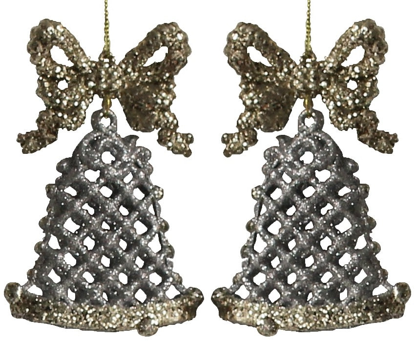 2-Pack of Gold Glitter Bell Ornaments
