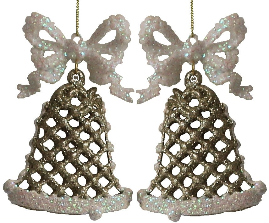 2-Pack of Gold Glitter Bell Ornaments
