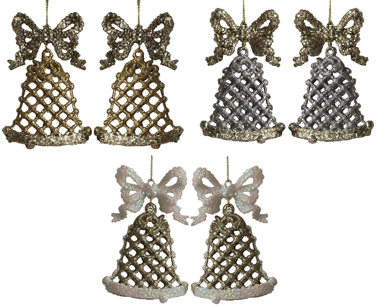 2-Pack of Gold Glitter Bell Ornaments