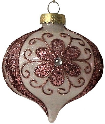 100MM Rose Gold Glitter Flower Ornaments