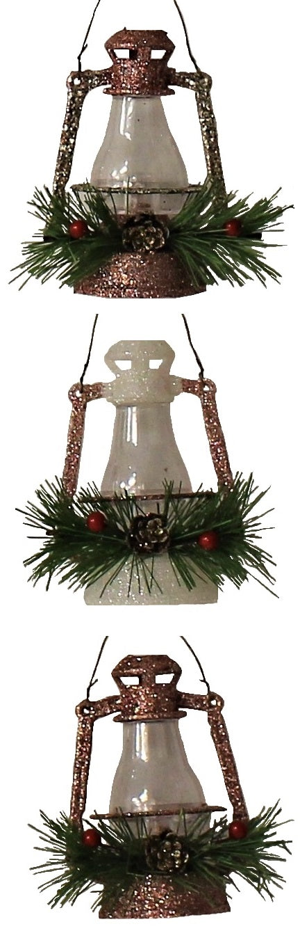 Glitter Lantern Christmas Ornaments (Rose Gold/Gold/White)