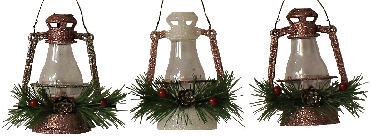 Glitter Lantern Christmas Ornaments (Rose Gold/Gold/White)