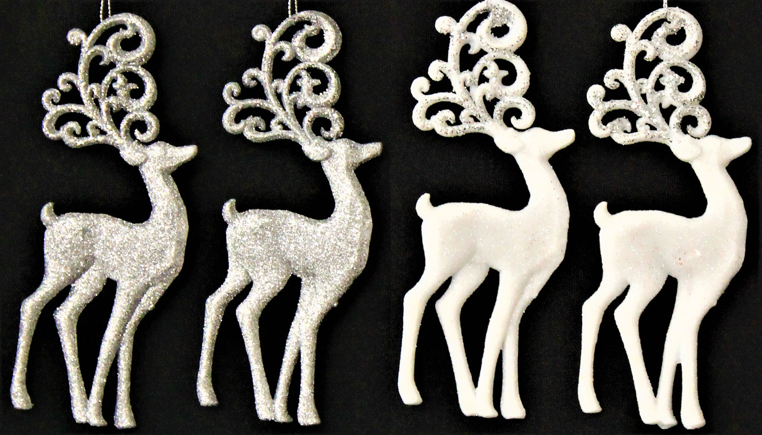 2-Pack of Shatterproof Glitter Deer Ornaments