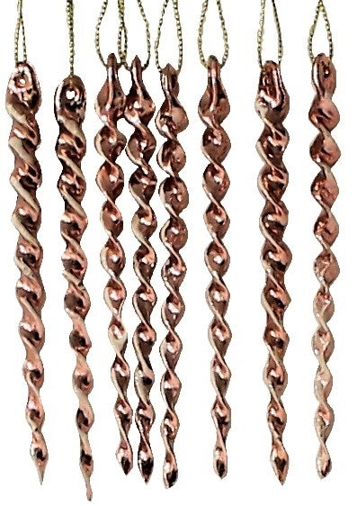 8-Pack of Rose Gold Icicle Ornaments