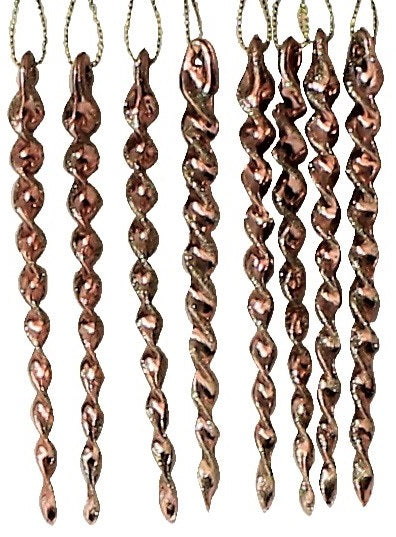 8-Pack of Rose Gold Icicle Ornaments
