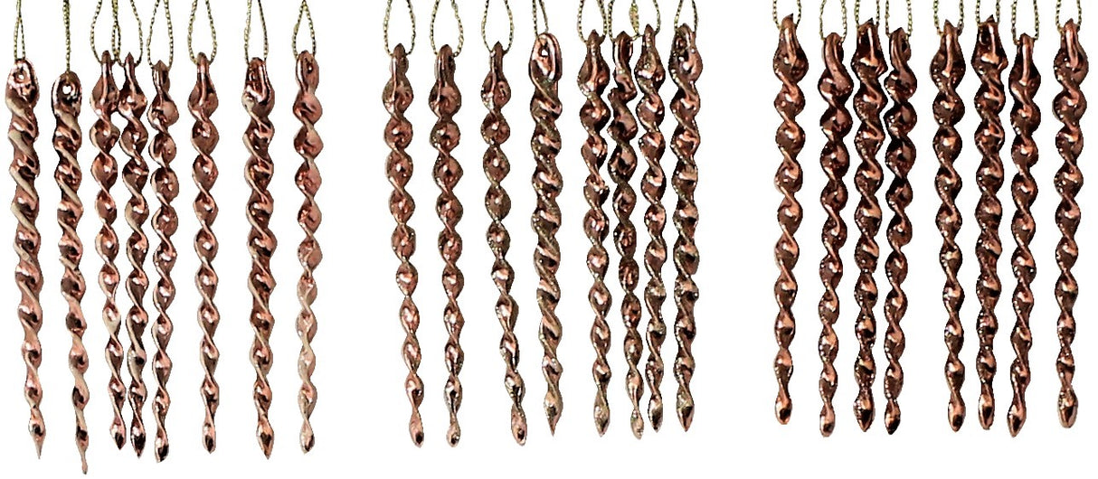 8-Pack of Rose Gold Icicle Ornaments