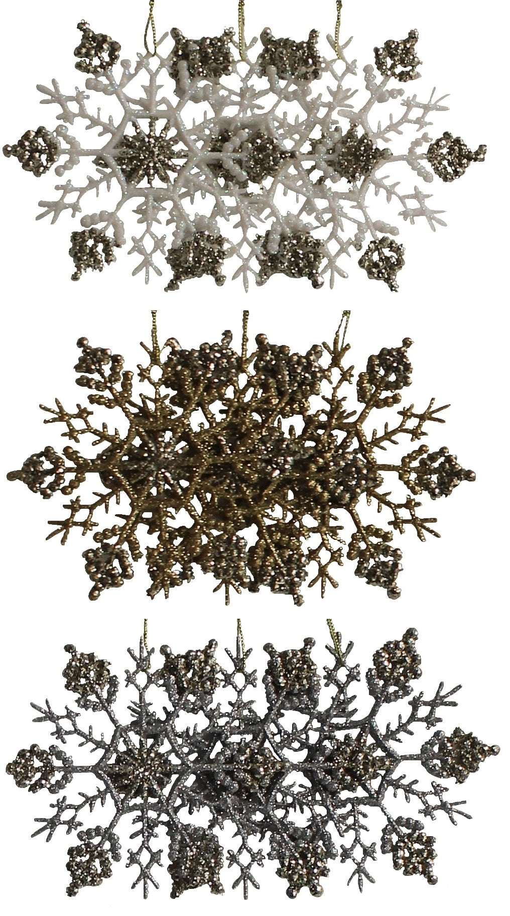 3-Pack of Unbreakable Glitter Snowflake Ornaments