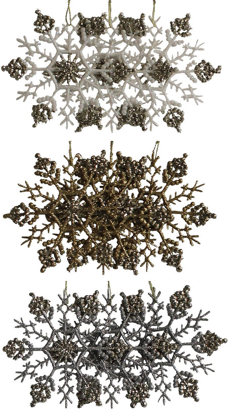 3-Pack of Unbreakable Glitter Snowflake Ornaments