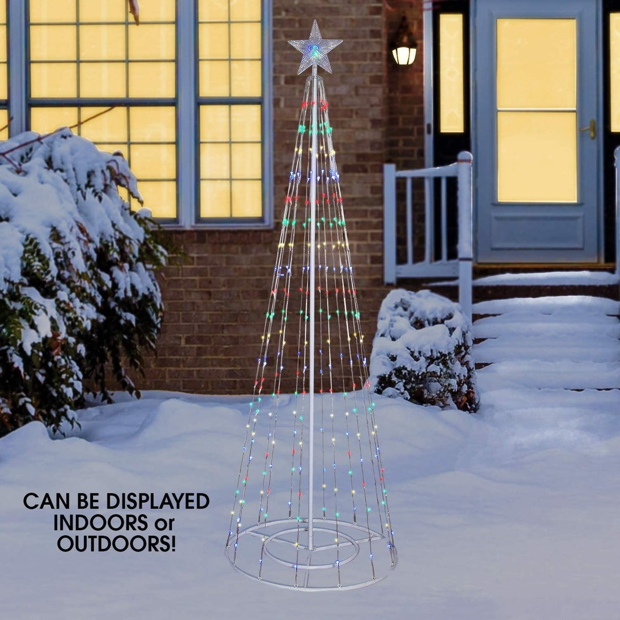 Pre-Lit Artificial Christmas Tree Sculpture with Multi-Colored LED Lights