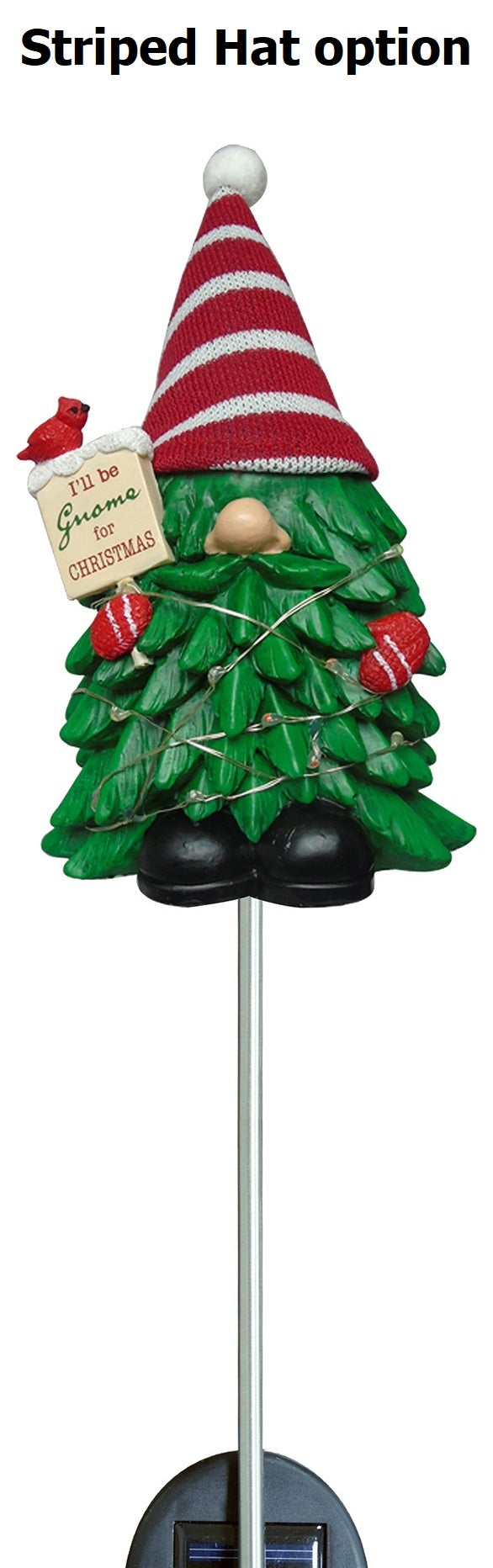 (1) Solar Powered Christmas Tree Gnome Garden Stake