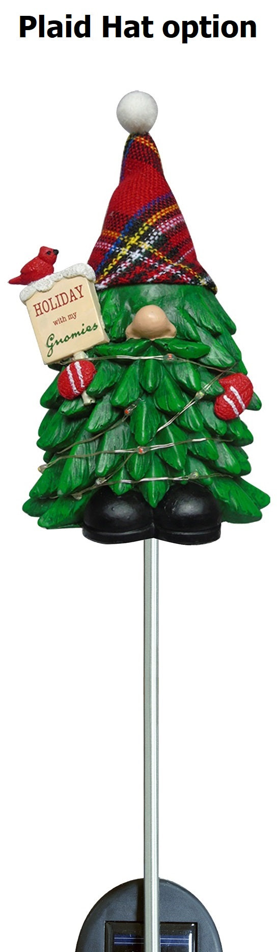 (1) Solar Powered Christmas Tree Gnome Garden Stake