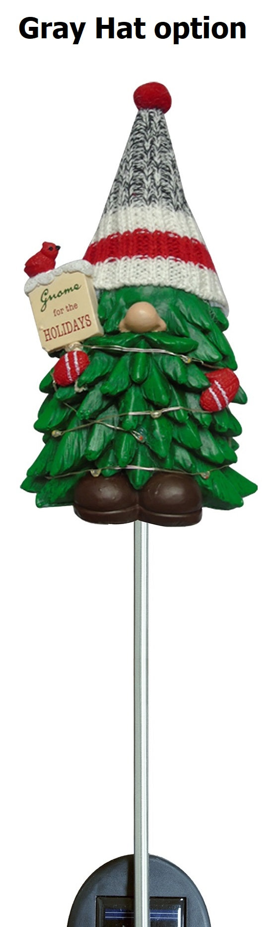 (1) Solar Powered Christmas Tree Gnome Garden Stake