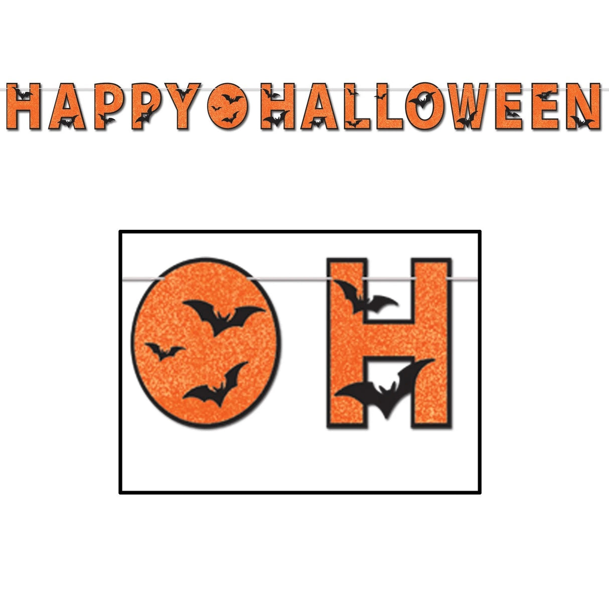 Glittered Happy Halloween Streamer