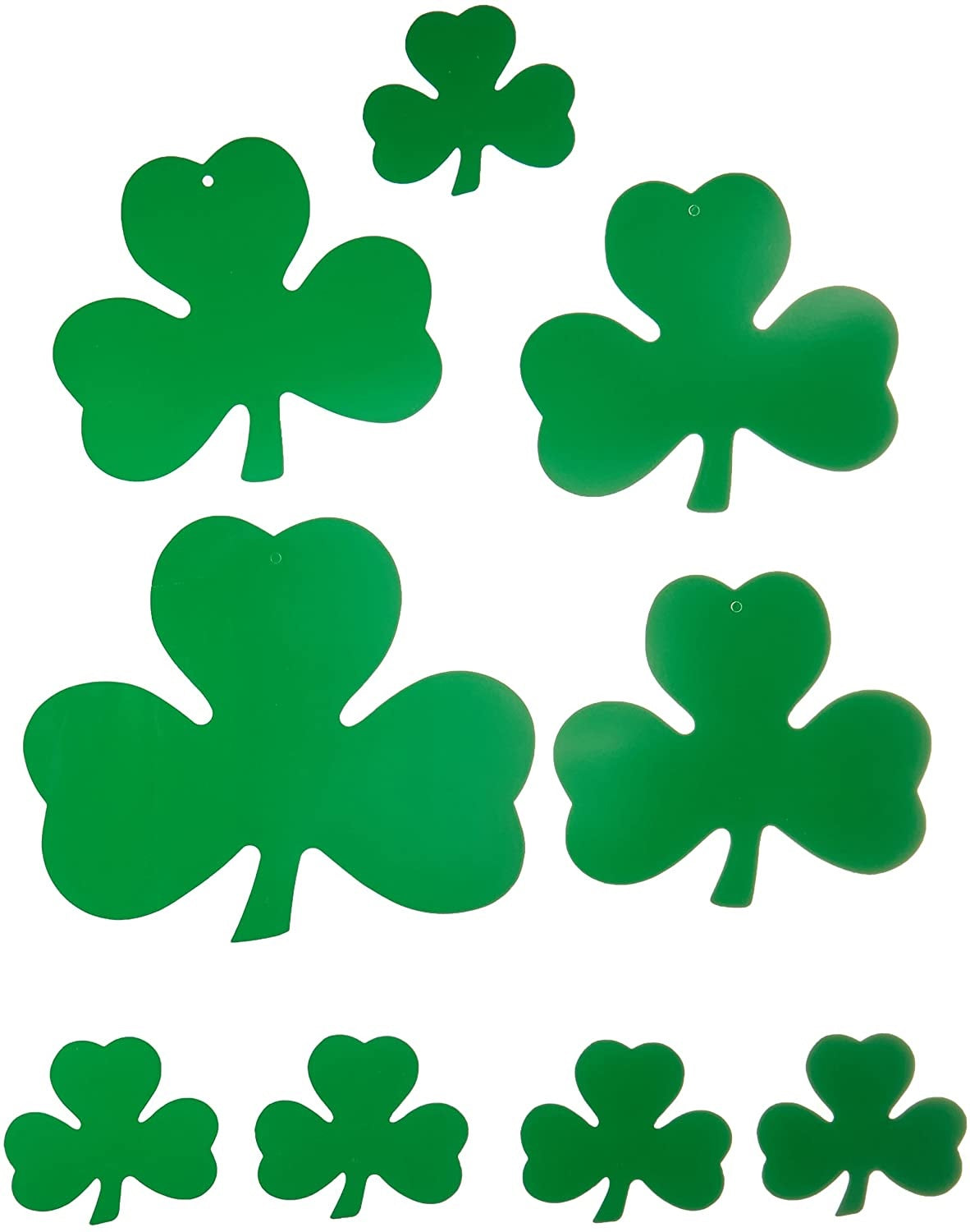 Cut out decorations shaped like different sized shamrocks.