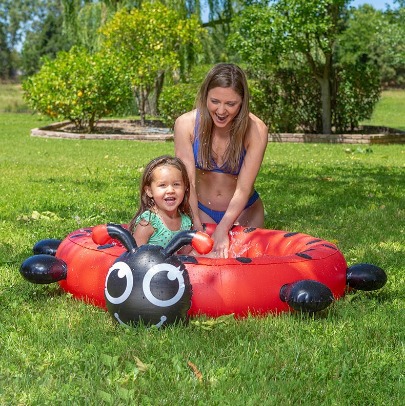 Small inflatable pool for kids shaped like a cute ladybug.