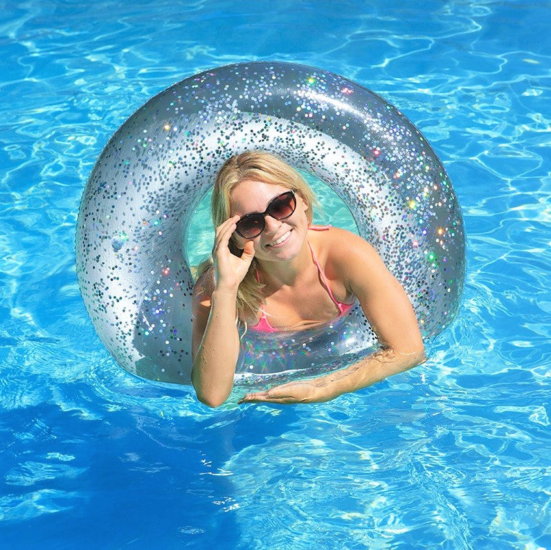 Poolmaster's 36" Silver Inflatable Glitter Swim Tube