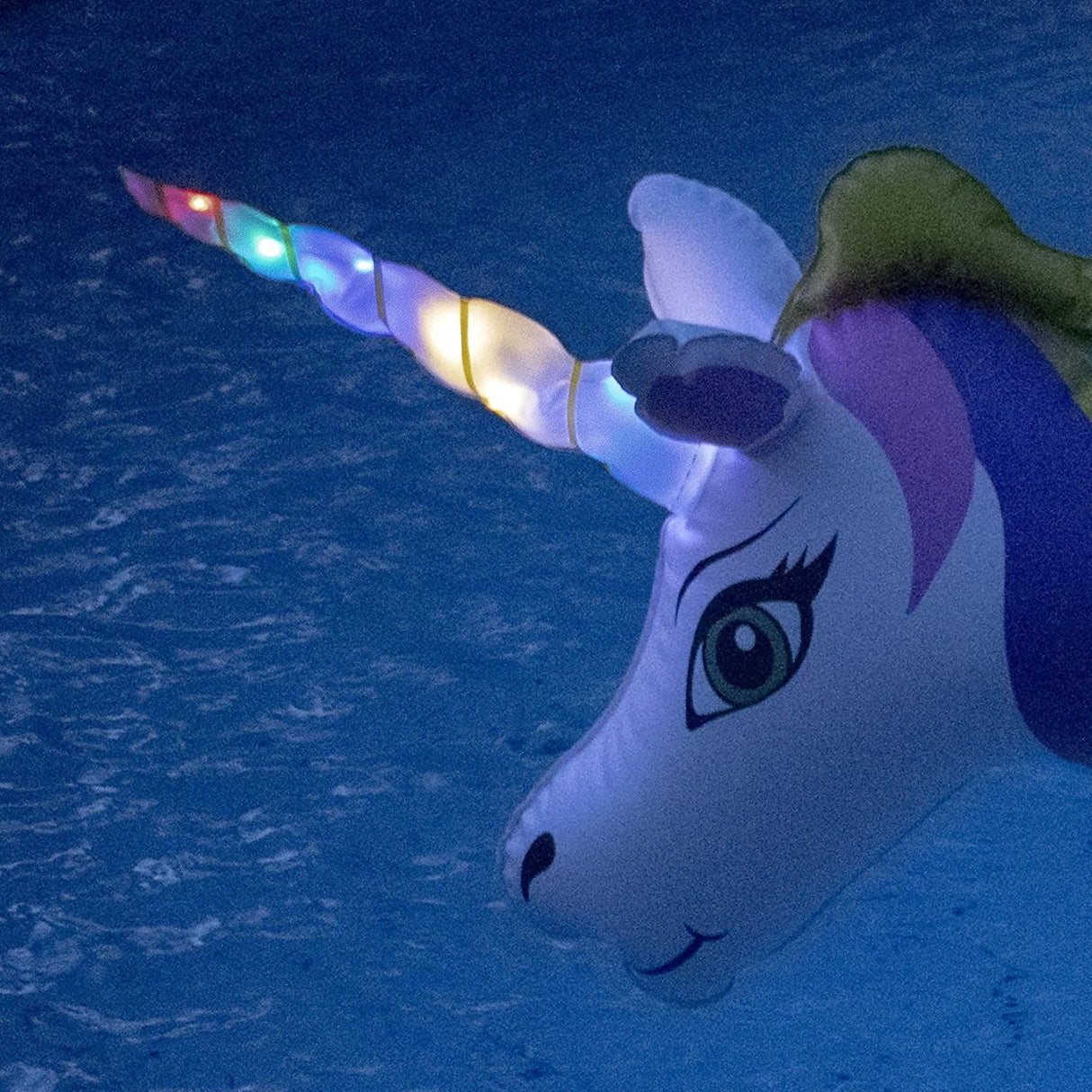 Swimline LED Light Up Inflatable Glitter Unicorn Ring