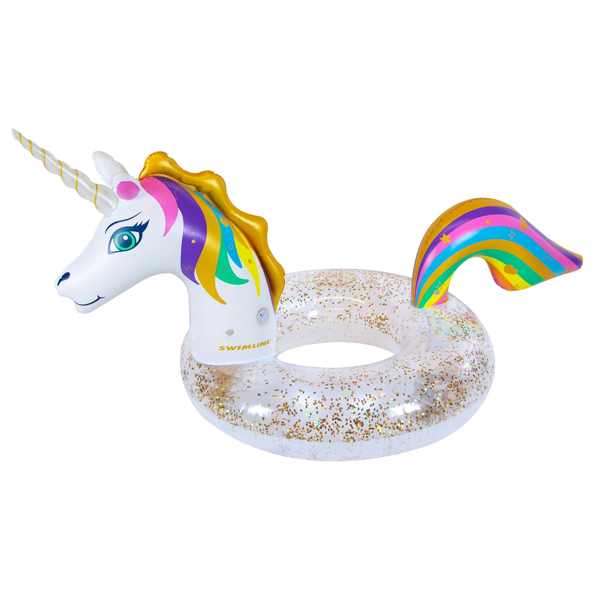 Swimline LED Light Up Inflatable Glitter Unicorn Ring