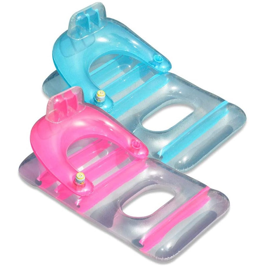 Inflatable pool chairs. This picture shows both color options.