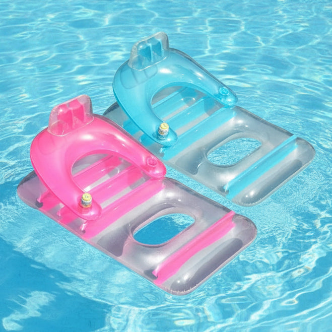 Inflatable pool chairs. This picture shows both color options.