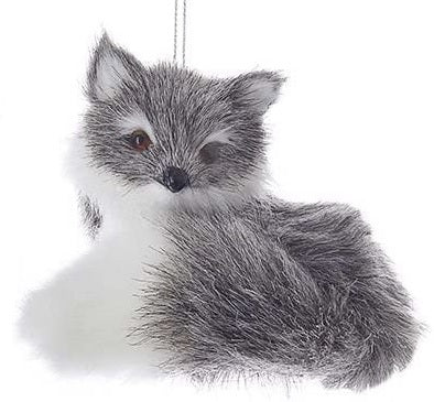 3" Furry Gray Animal Ornaments